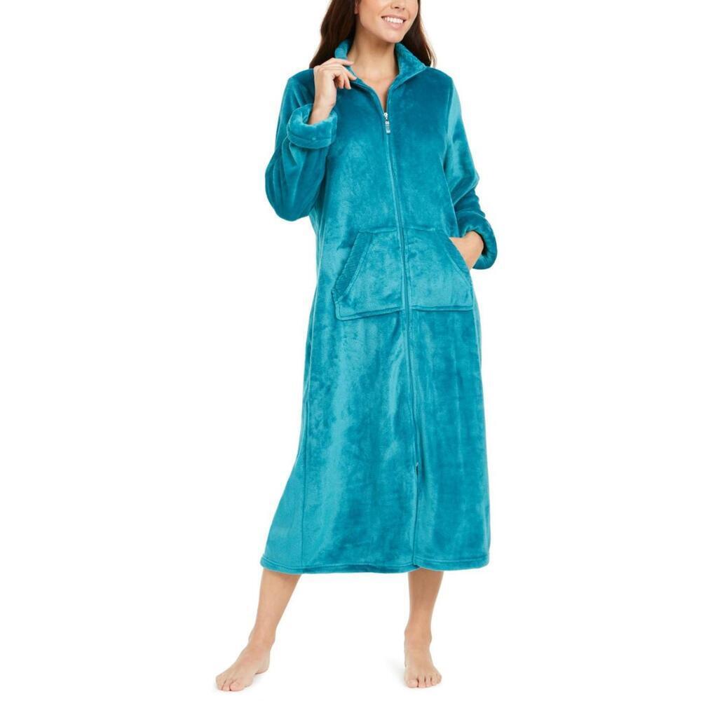 Miss Elaine Womens Fleece Long Zipper Robe Size S